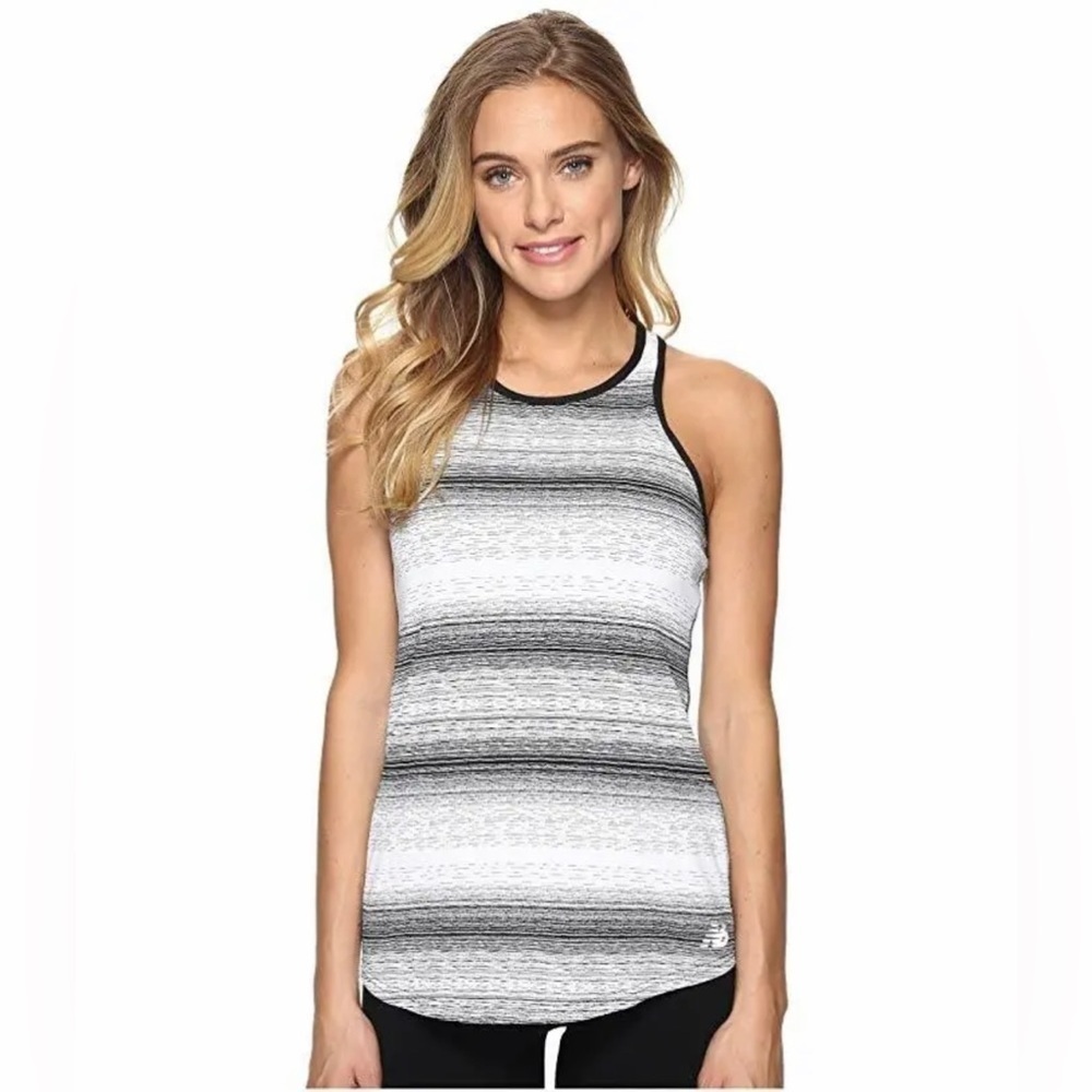 NEW Balance Layer Tank Top Sport Work Out Top Black White Stripe 2XL - Picture 4 of 4